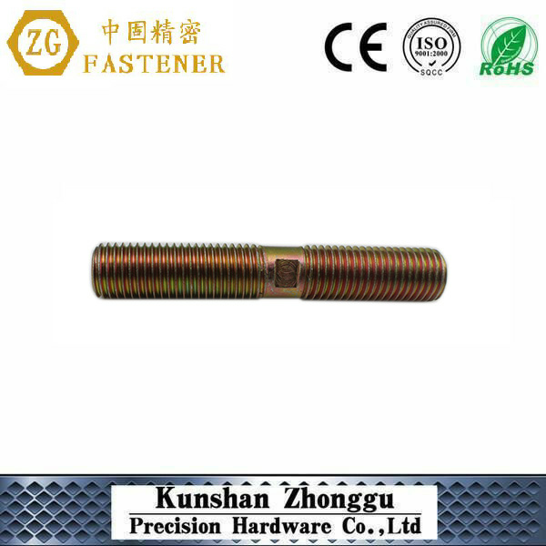 Double Thread Studs Carbon Steel Yellow Zinc