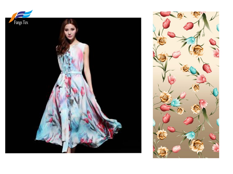 Wholesale 100% Polyester Floral Printed Chiffon Fabric  