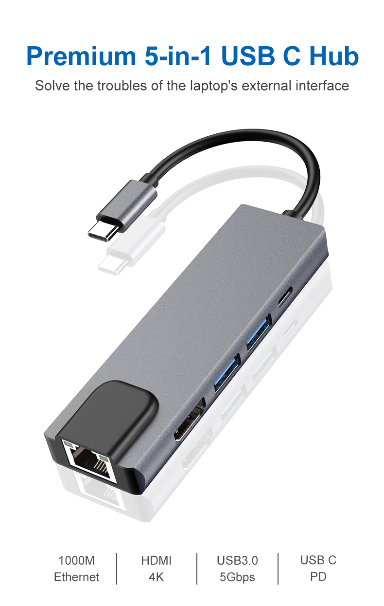 Powered USB HUB C 5 IN 1