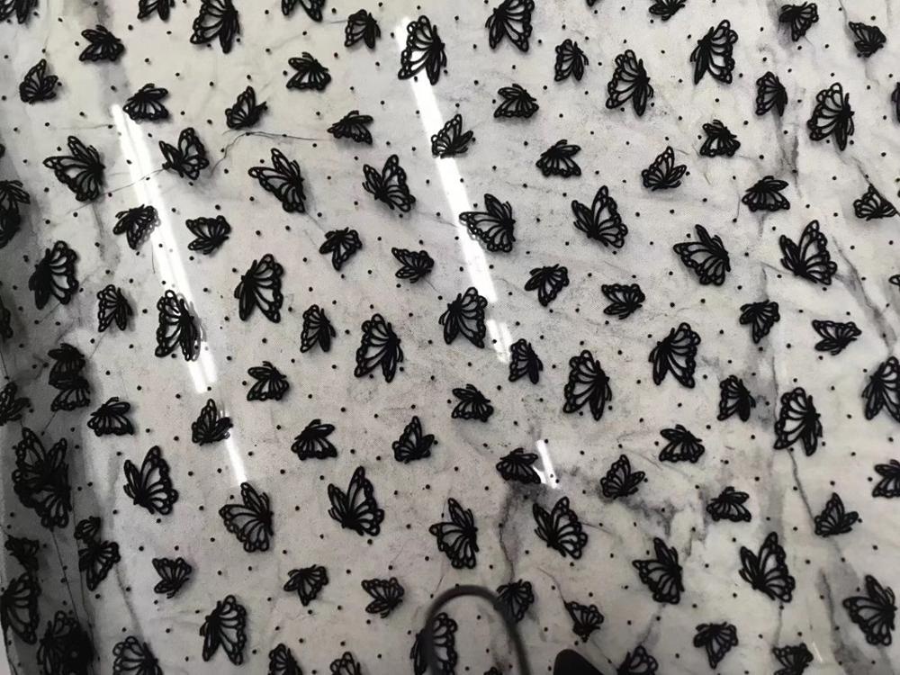 100% Polyester Flocking Flocked Woven Voile Abaya Fabric 7