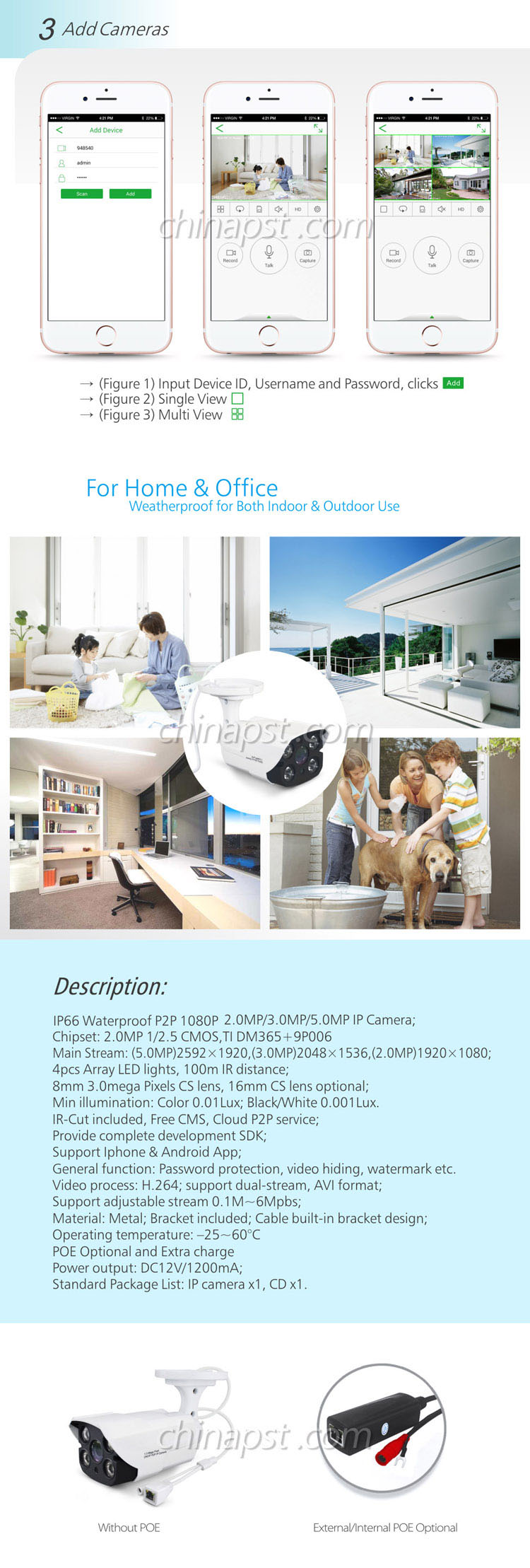 Outdoor 2.0MP HD 1080P IP IR Security Camera (PST-IPC105E)