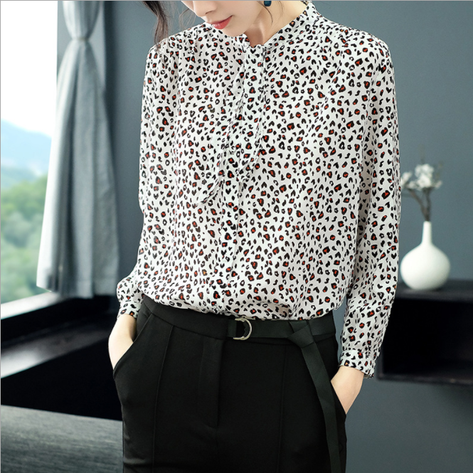 Tie Leopard Print Shirt Women