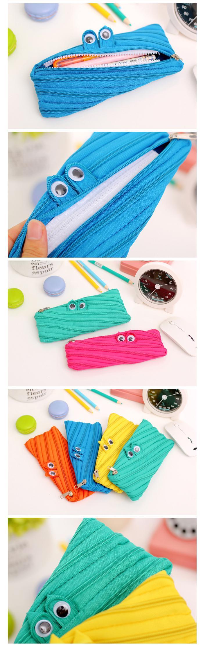 Zipper Pencil Bag Creative Stationery Simple for Monster Zipper Bag Cute Large Canvas School Supplies Pencil Pouch