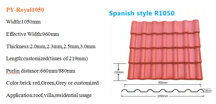 asa pvc roof tile for prefab house