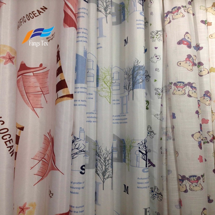 Polyester Sheer Printed Childre's Window Curtain Fabric 1