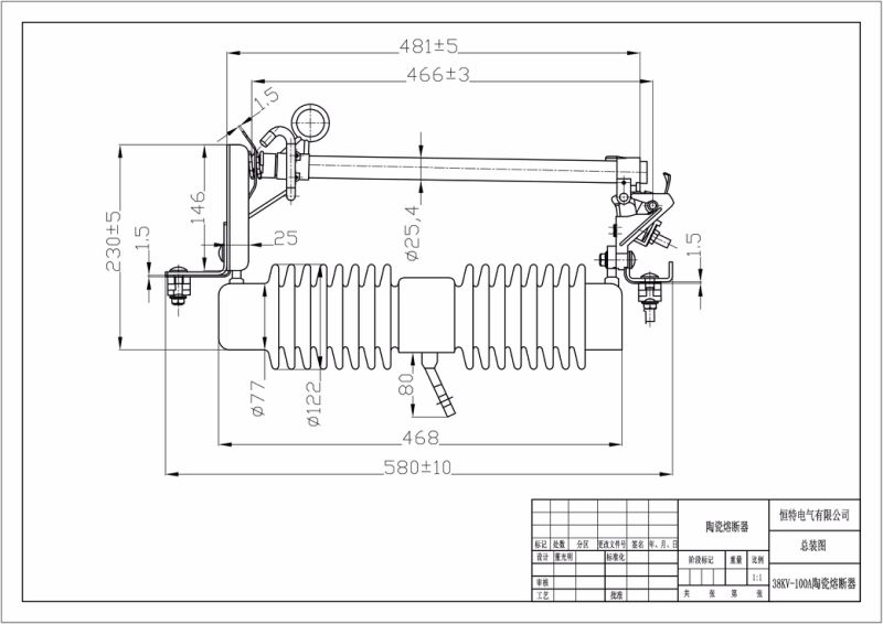 Ceramic Drop Fuse 11kv 20kv 24kv 33kv 36kv 38kv 100A 200A 300A Circuit Breaker