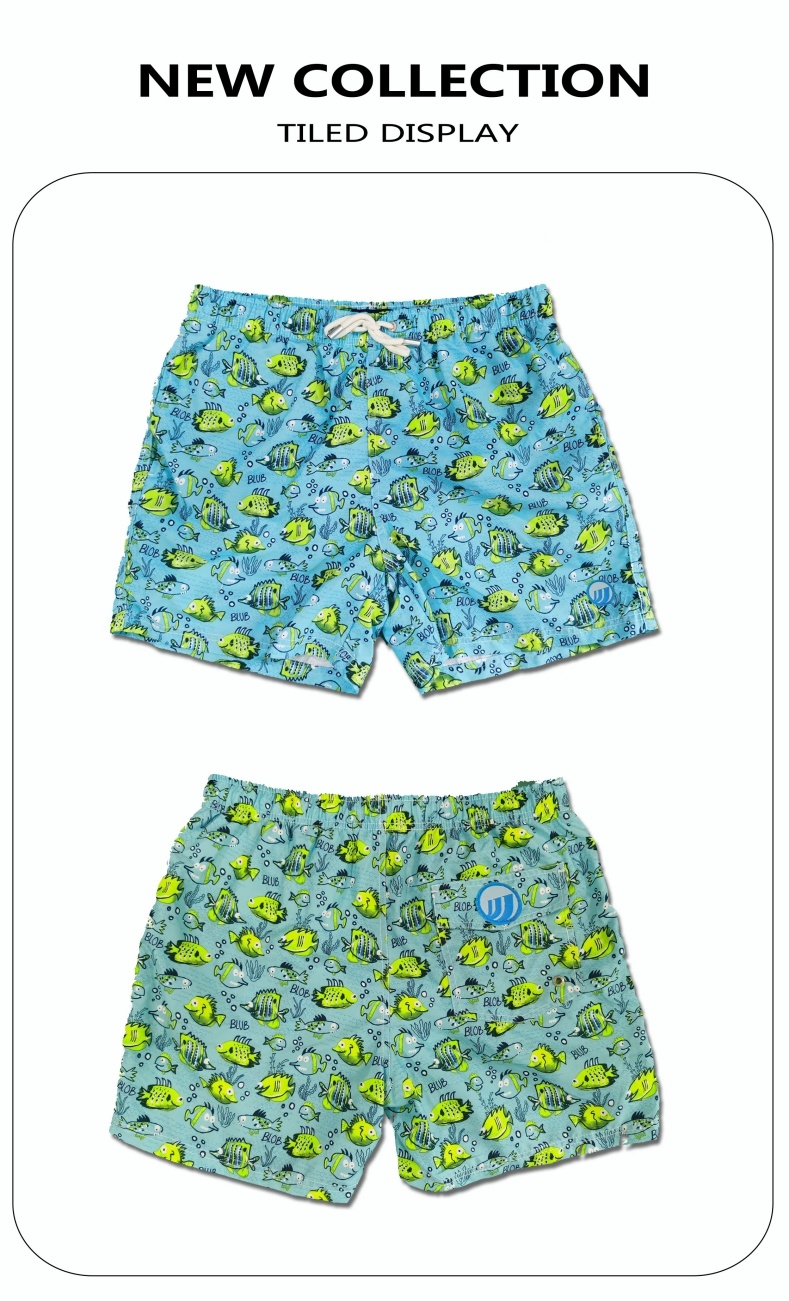 120GSM Microfiber Polyester Coating Digital Print Brief Mesh Lining for Swim Quick Dry Water Repellent Man's Swimming Short