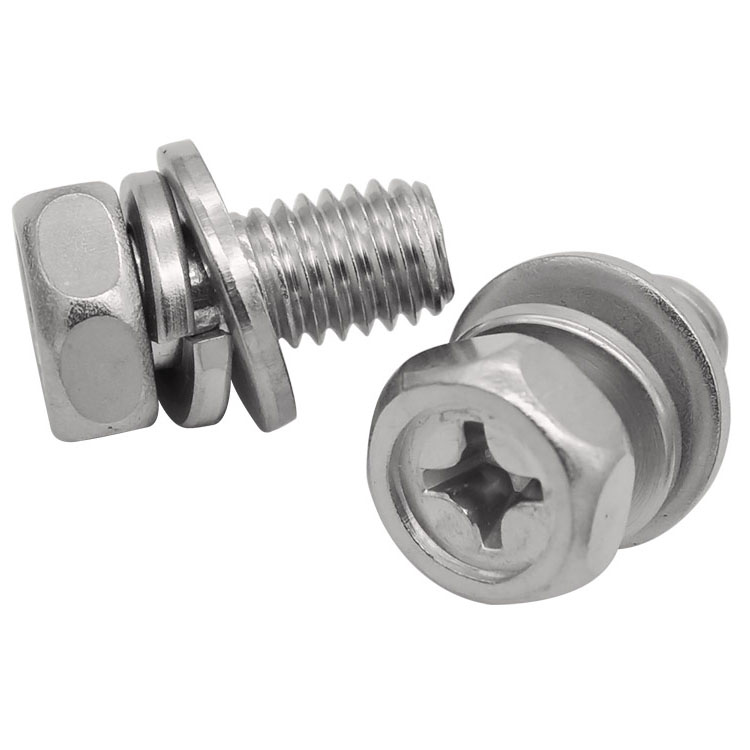 Cross Recessed Hexagon Bolt With Indentation And Washer Assemblies