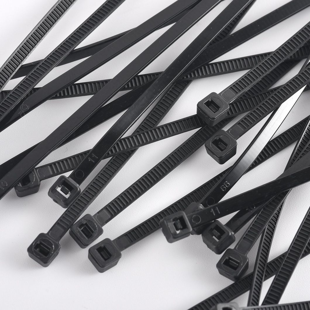 100pcs CABO BETILHA PROVELHO PRESTIMO DE PRESTIMO PRESTIMO PRESTIMA COM AS 50 libras de resistência à tração, empate de nylon preto de bloqueio automático para interno e externo