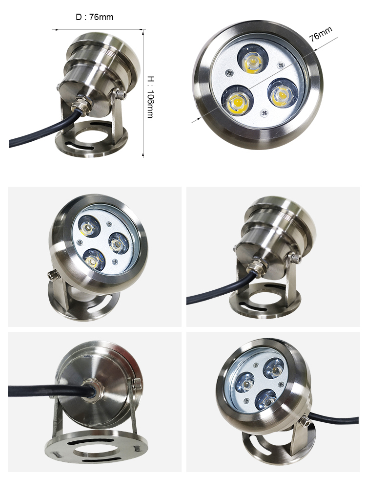 Embedded LED underwater lights for outdoor swimming pools