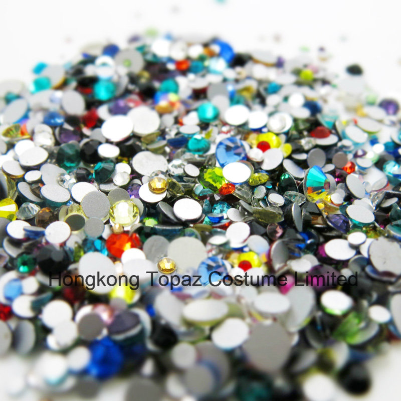 Mixed Color Bag Nail Glitter Crystal Glass Rhinestone Bead (FB-ss10 mixed color)