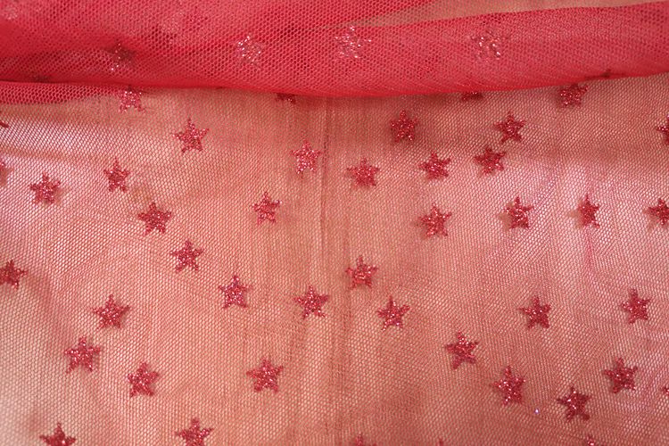 Polyester Pentagram Glitter Lace Tulle Dress Fabric