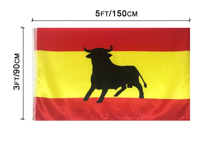 Bendera Sepanyol Terbang Luaran Polyester Black Bull Polyester Black Bull Outdoor Flying Spanish Flag