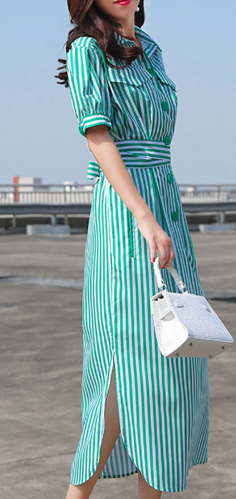 Casual Cotton Striped Dress