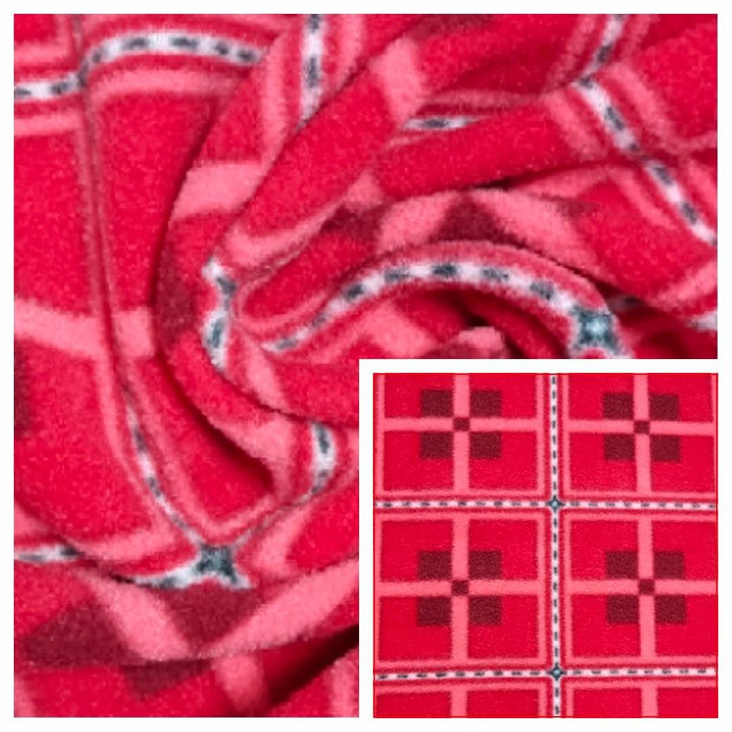 100% Polyester Polar Fleece with Lattice Printed FDY150d/96f Double Brush One Side Anti-Apling Fabric