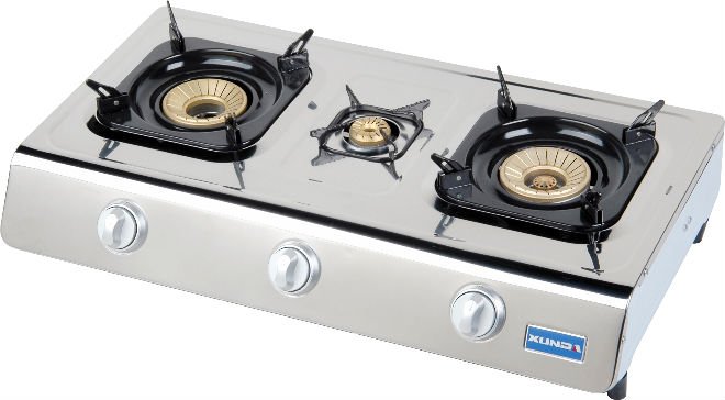 SS 3 Burner Gas Cooker for Kitchen Usage