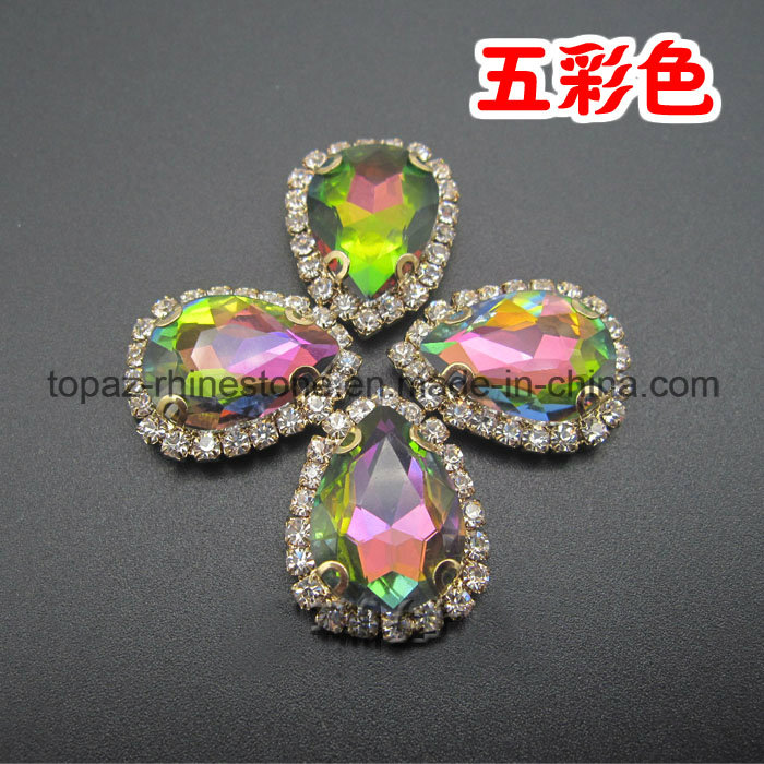 Sewing Glass Crystal Sew on Rhinestones with Claw Setting for Evening Dress (SW-rectangle 13*18mm)